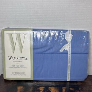 NIP NOS VTG Wamsutta blue Twin Flat Sheet 66”X96” Supercale Plus Made In USA